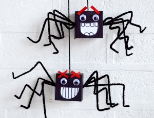 cardboard box spiders craft for kids